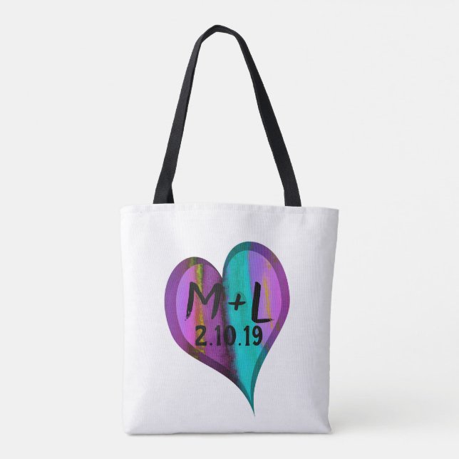 personalisierte Herzmonogramm-Tasche (Rückseite)