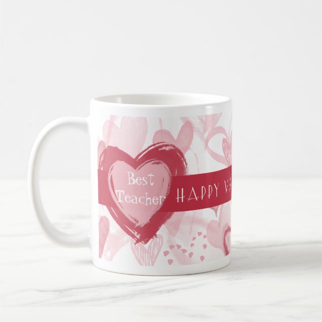 Personalisierte Herzvalentine-Tasse für Lehrer Tasse (Links)