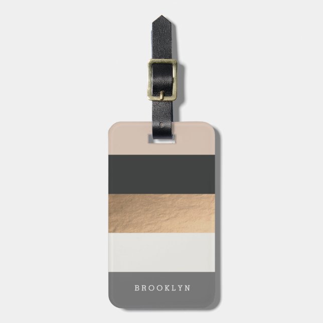 Personalisierte Heues & Imitate Gold Gepäckanhänger (Vorderseite vertikal)