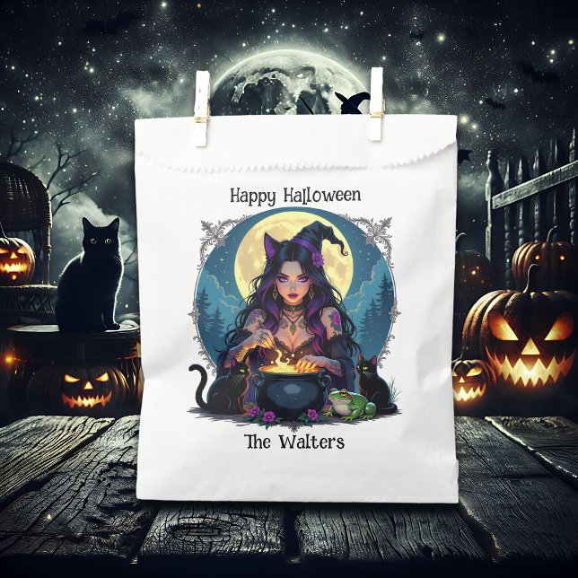 Personalisierte Hexe und Cauldron Halloween Geschenktütchen (Von Creator hochgeladen)