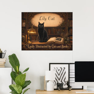 Personalisierte Hexenkatze und Bücher Gemütliche B Poster
