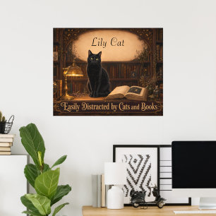 Personalisierte Hexenkatze und Bücher Gemütliche B Poster