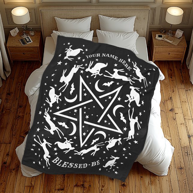 Personalisierte Hexerei Hare Pentagram Gothic Fleecedecke (Von Creator hochgeladen)