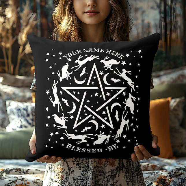 Personalisierte Hexerei Hare Pentagram Gothic Kissen (Von Creator hochgeladen)