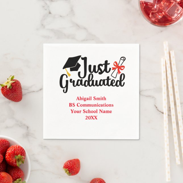 Personalisierte High School Uni Red Black Napkins Serviette (Beispiel)