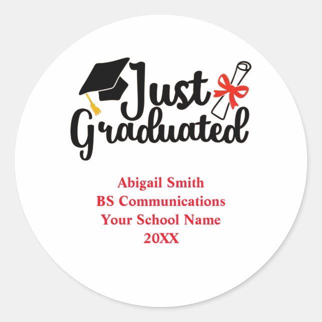 Personalisierte High School Uni Red Black Runder Aufkleber (Vorderseite)