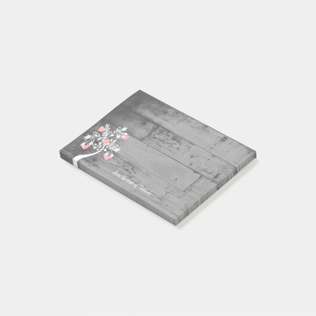 Personalisierte Hinweise zu Rosa Herzklopfen Post-it Klebezettel (angewinkelt)