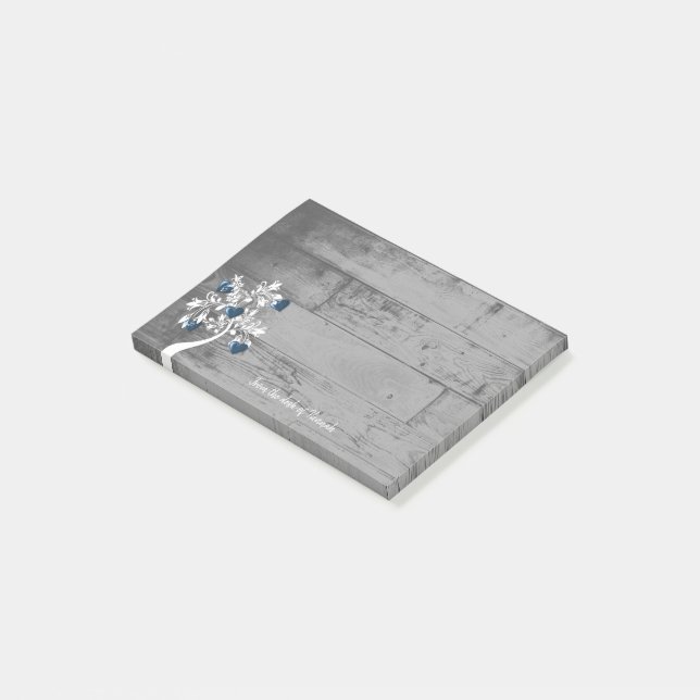 Personalisierte Hinweise zum Blauen Herz Post-it Klebezettel (angewinkelt)