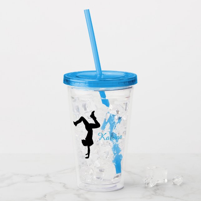 Personalisierte HipHop Dance Silhouette Tumbler Acryltrinkbecher (Vorderseite Ice)