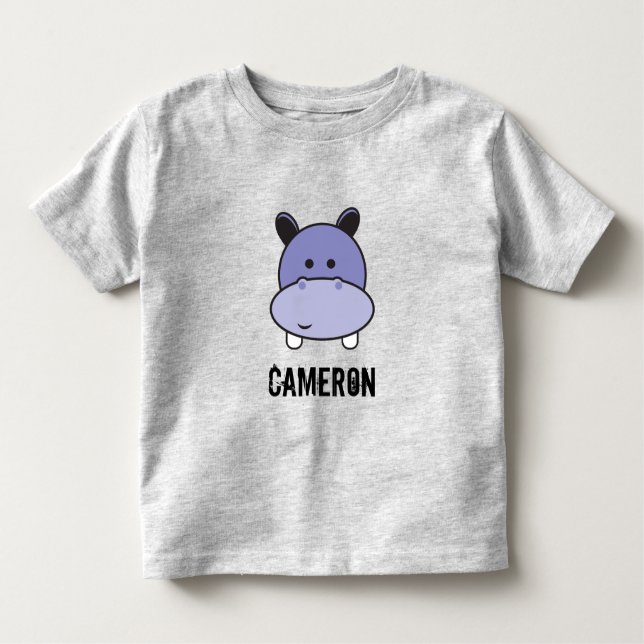 Personalisierte Hippo-Illustration Kleinkind T-shirt (Vorderseite)