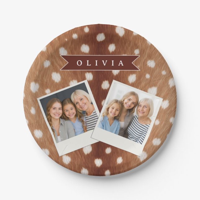 Personalisierte Hirschdruck-Geschenke in neutraler Pappteller (Vorderseite)