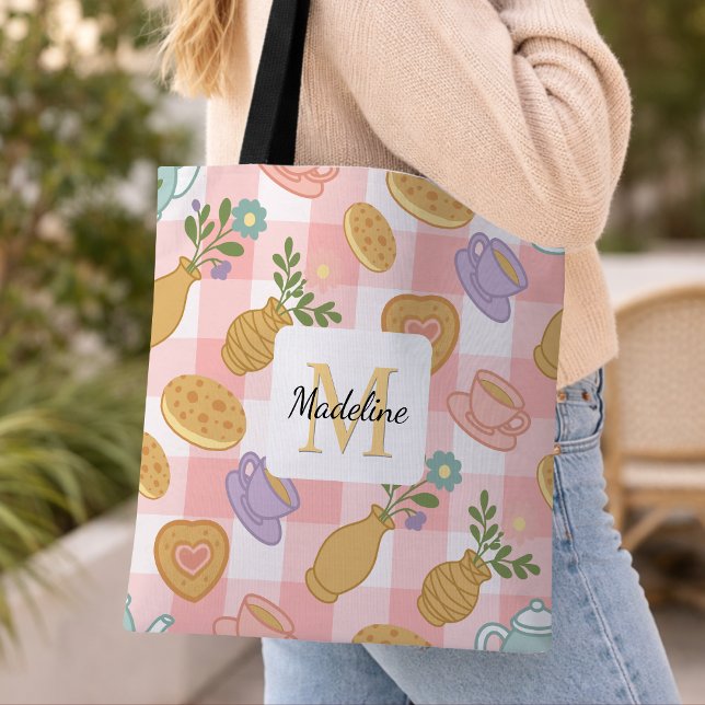 Personalisierte Hochtee-Blumen Monogramm Pastellro (Von Creator hochgeladen)