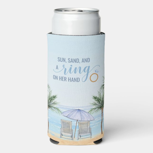 Personalisierte Hochzeit am Strand Selters Dosenkühler (Seltzer Rückseite)