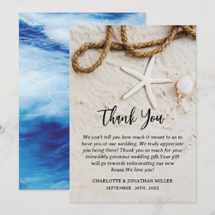 Personalisierte Hochzeit am tropischen Strand Dankeskarte