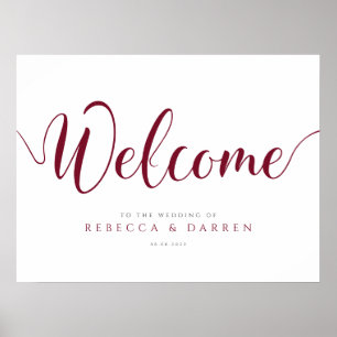 Personalisierte Hochzeit Begrüßungssignatur Burgun Poster