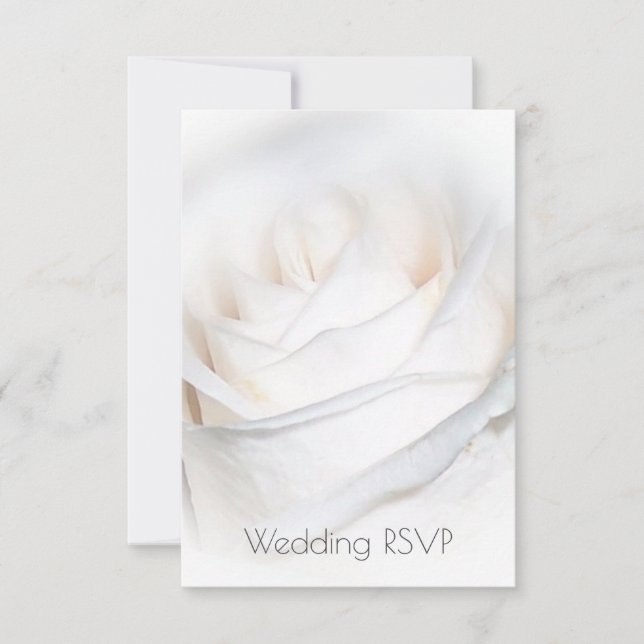 Personalisierte Hochzeit bei White Rose RSVP Karte (Vorderseite)