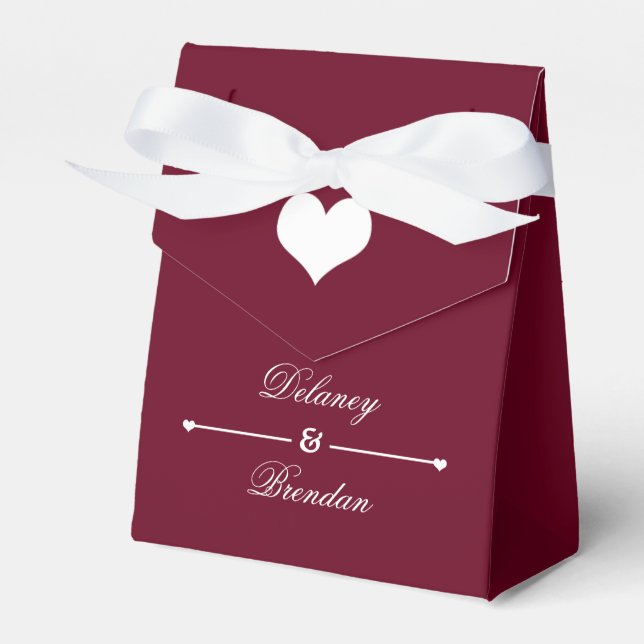 Personalisierte Hochzeit (Bordeaux) Geschenkschachtel (Vorderseite)