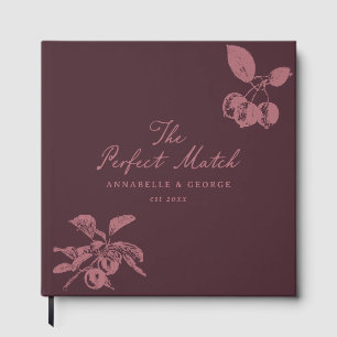 Personalisierte Hochzeit Burgunder-Rot Vintage-Blu Gästebuch