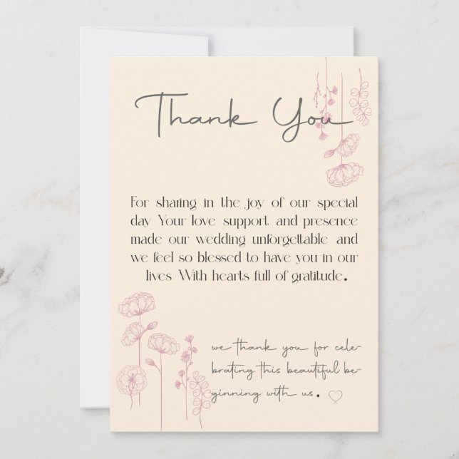 Personalisierte Hochzeit danke Karten Einzigartige (Vorderseite)