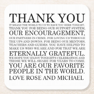 Personalisierte Hochzeit danken Ihnen Untersetzer