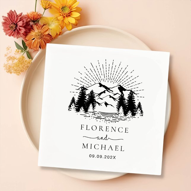 Personalisierte Hochzeit der Bergskette Serviette (Von Creator hochgeladen)