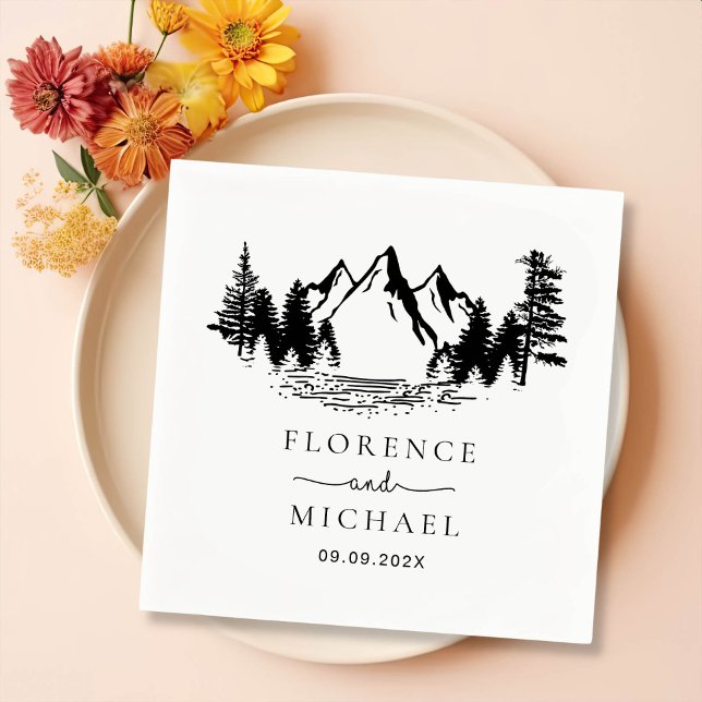 Personalisierte Hochzeit der Bergskette Serviette (Von Creator hochgeladen)