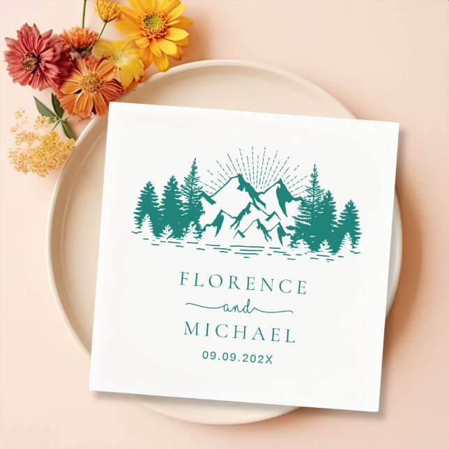 Personalisierte Hochzeit der Bergskette Serviette (Von Creator hochgeladen)