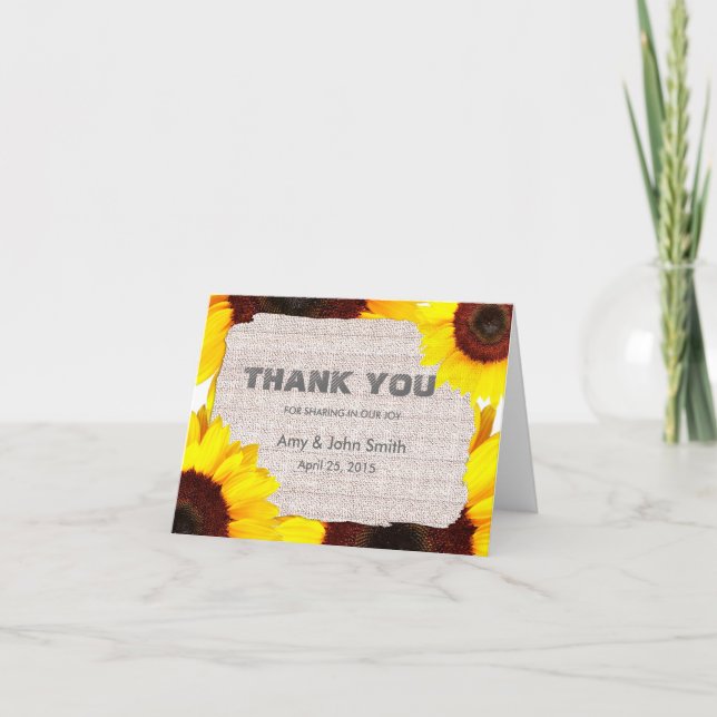 Personalisierte Hochzeit der Sonnenblumen danke (Vorderseite)