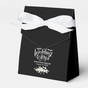 Personalisierte Hochzeit Elegante Schwarz-weiße Fl Geschenkschachtel