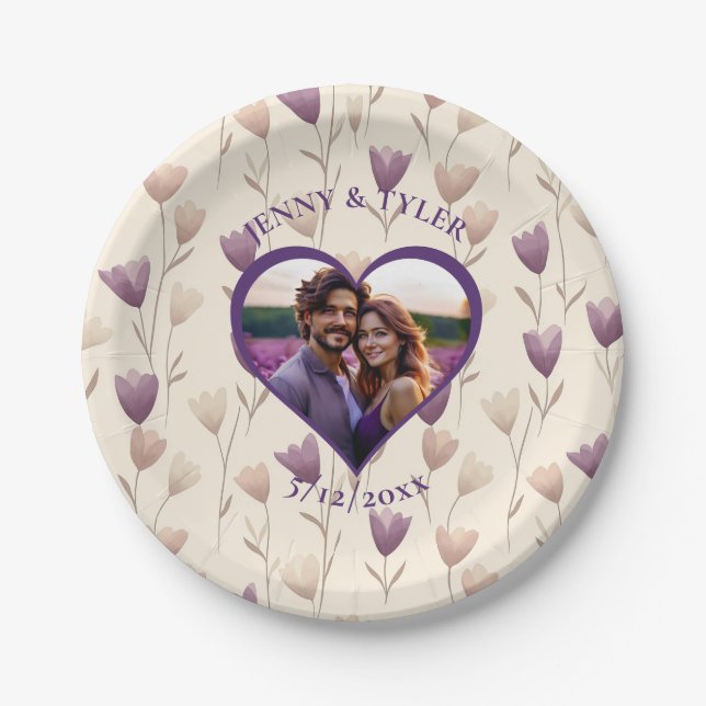 Personalisierte Hochzeit | Fotovorlage Pappteller (Vorderseite)