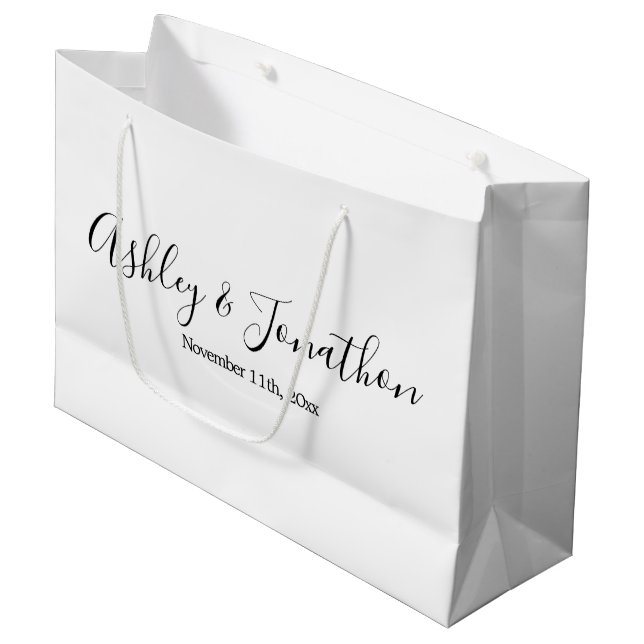 Personalisierte Hochzeit große Geschenktasche Geschenktüte (Vorderseite Schrägansicht)