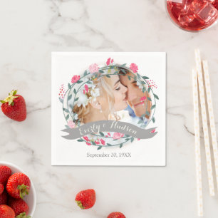 Personalisierte Hochzeit Ihres Fotos Quartz Rosa W Serviette