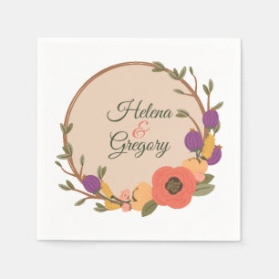 Personalisierte Hochzeit im Blumengarten Serviette