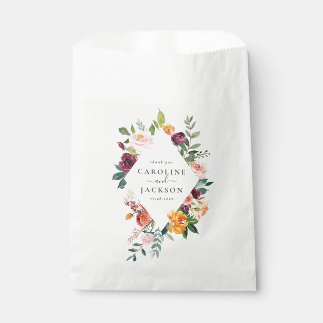 Personalisierte Hochzeit im Herbst Blume Geschenktütchen (Vorderseite)