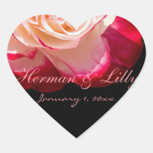 Personalisierte Hochzeit in der Rosa Herz-Aufkleber