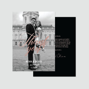 Personalisierte Hochzeit in Grau und Rose Dankeskarte