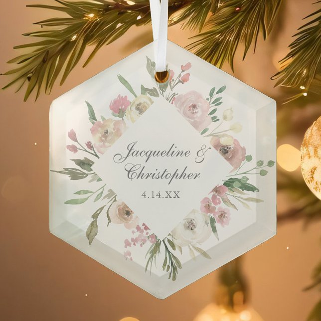 Personalisierte Hochzeit in Rosa Ornament Aus Glas (Von Creator hochgeladen)