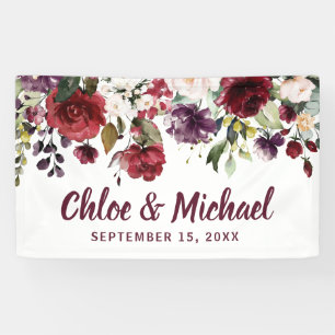 Personalisierte Hochzeit in Rot und Rosa Banner