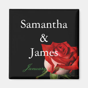 Personalisierte Hochzeit in Rot und Weiß Magnet