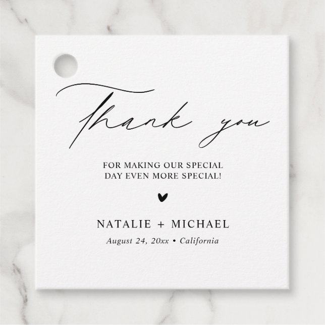 Personalisierte Hochzeit in Schwarz und Weiß Geschenkanhänger (Vorderseite)