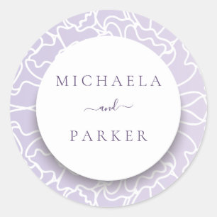 Personalisierte Hochzeit Lila Runder Aufkleber