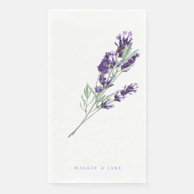 Personalisierte Hochzeit mit Aquarelllavender Serviette (Vorderseite)