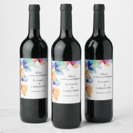 Personalisierte Hochzeit mit blühenden Wasserfarbe Weinetikett