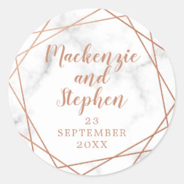 Personalisierte Hochzeit mit geometrischem Kupferm Runder Aufkleber