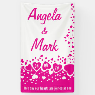 Personalisierte Hochzeit mit heißen rosa Herzen Banner