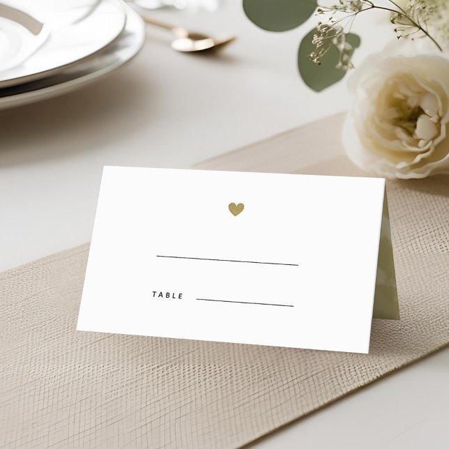 Personalisierte Hochzeit mit modernem Goldherz Platzkarte (Von Creator hochgeladen)