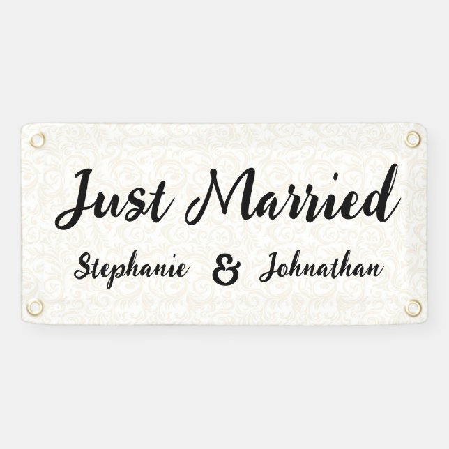 Personalisierte Hochzeit mit nur verheiratetem Aut Banner (Horizontal)