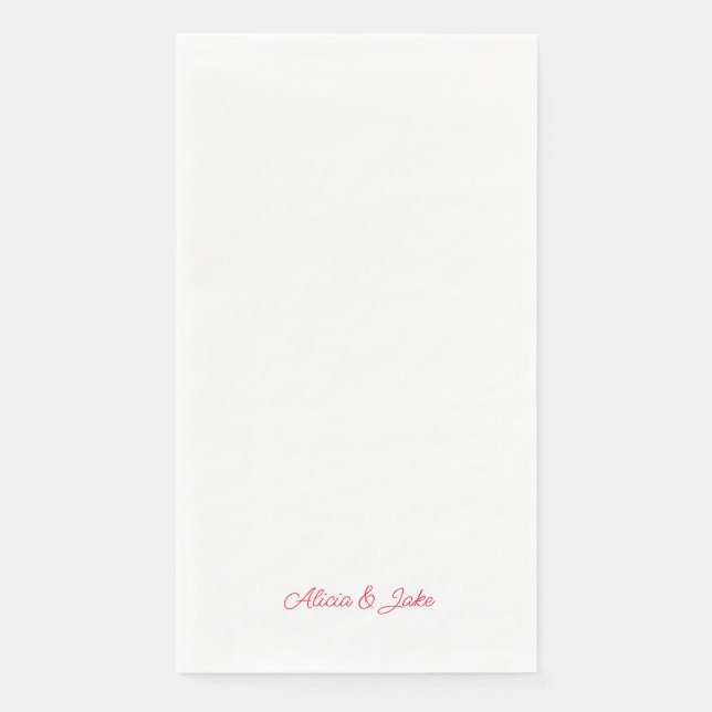 Personalisierte Hochzeit mit Red Script-Namen Serviette (Vorderseite)
