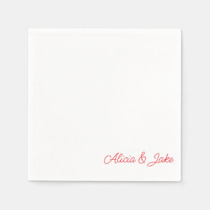 Personalisierte Hochzeit mit Red Script-Namen Serviette