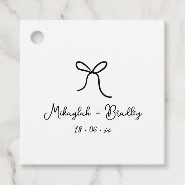 Personalisierte Hochzeit mit schwarzem und weißem  Geschenkanhänger (Vorderseite)